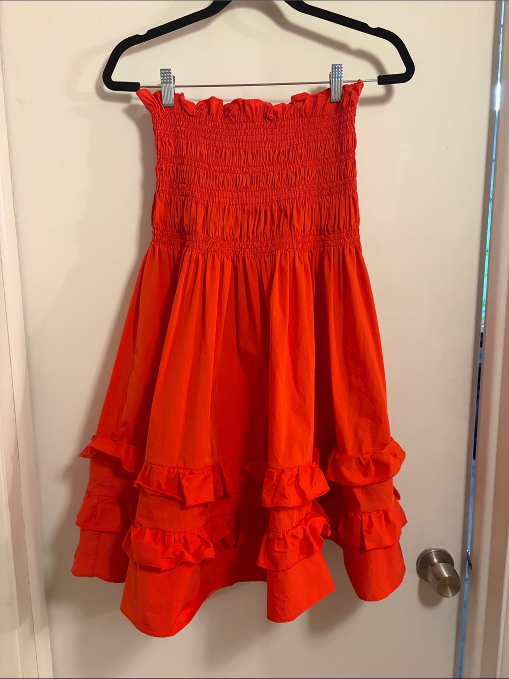 HOWL Strapless Ruffle Tiered Dress - Bright Red XS TO XL